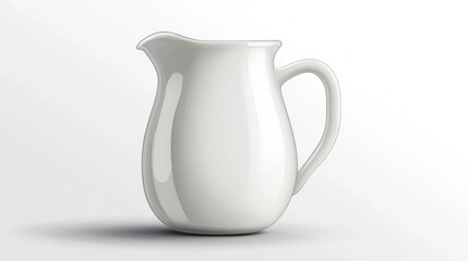 White ceramic creamer pitcher isolated on white background.