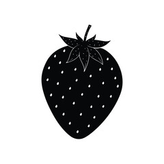 Simple Black and White Strawberry Fruit Icon Graphic Design
