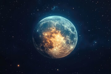 Fototapeta premium High-Detail Moon Surface with Black Space Backdrop