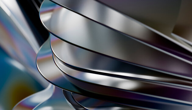 Sleek metallic curves in a 3D render abstract design