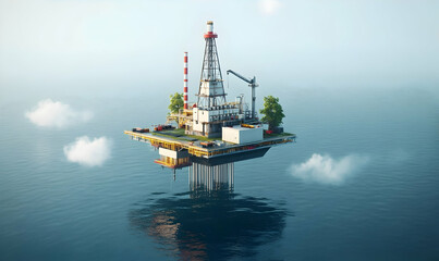 Floating Oil Rig Over Calm Waters