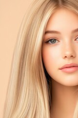 Naklejka premium Woman’s soft and glossy blonde hair details