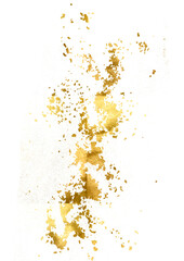 Gold brush stroke on transparent background. Gold sparkle splatter grunge texture. Abstract Golden Glitter Background. For cover, invitation template, wedding card, menu design. 