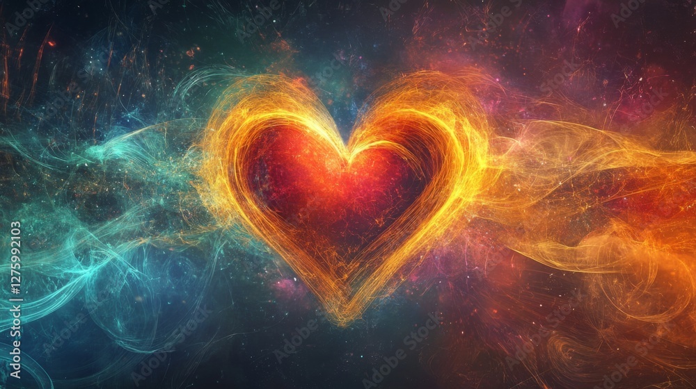Leinwandbilder a conceptual graphic showing a heart wave merging with sound waves, illustrating the connection betw