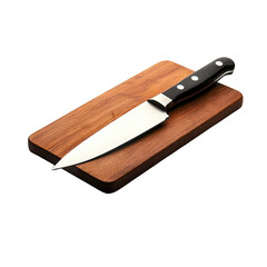 High-Quality Chef Knife on Elegant Wooden Cutting Board Ready for Culinary Use in Kitchen Environment