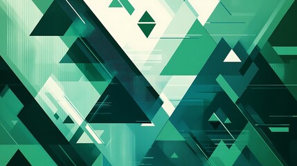 Abstract green triangles, digital art