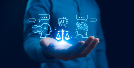 AI ethics or AI Law concept. Developing AI codes of ethics. Compliance, regulation, standard ,...