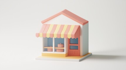 Charming miniature shop display creative studio 3d model bright environment close-up view whimsical design inspiration