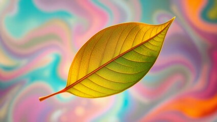 Fototapeta premium Leaf with Fluid Fractal Background