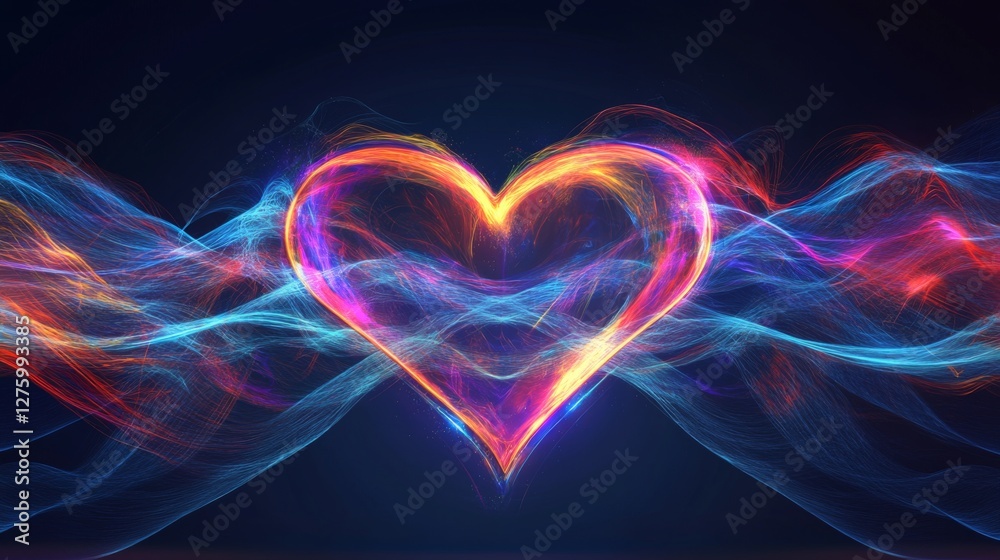 Leinwandbilder a creative visualization of heart waves morphing into abstract shapes, representing the life force a