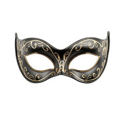 A black carnival mask on a transparent background PNG