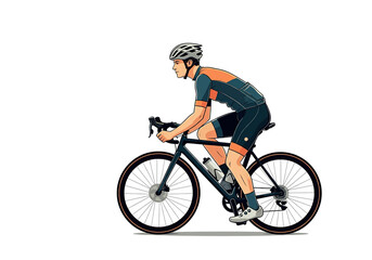 Fototapeta premium mountain biking sport, male riding a mountain bike isolated on a white background