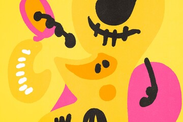Abstract yellow and pink illustration with playful shapes