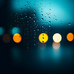 Fototapeta premium Abstract Close Up of Water Droplets on Glass with Blurred Bokeh Background