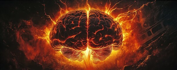 A futuristic image of a human brain with glowing thought patterns and neural networks, emphasizing the control and power of the mind through conscious thought and focus