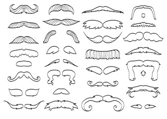 Collection of hand drawn mustaches