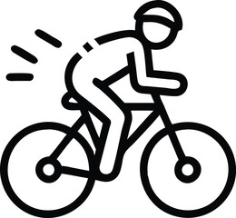 Cyclist on bicycle icon logo stock transparent sign line outline linear style vector illustration isolated on white background