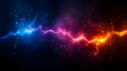 Abstract Lightning Bolt Energy Across a Dark Cosmic Nebula Background