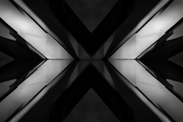A bold monochrome abstract geometric pattern with perfectly aligned sharp angles and clean symmetry.