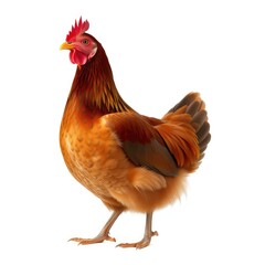 Fototapeta premium Brown Rooster Standing Isolated on White Background