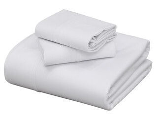 White folded bedding sheets isolated on white background, A stake of clean white folded bed linen on white background