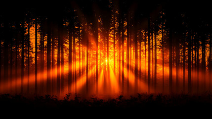 Abstract Orange Light Burst Background with Glowing Rays and Lines Texture