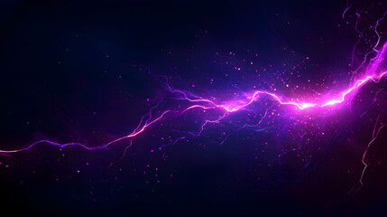 Abstract Purple Lightning Energy Background with Particles Sparks and Dark Space
