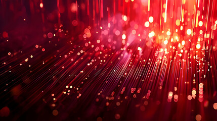 Abstract Red Background with Sparkling Light Effects and Blurred Textures