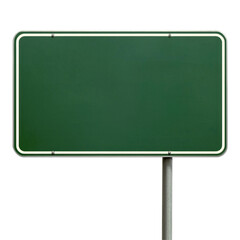 Obraz premium Blank green road sign on a pole in a rural area isolated on png transparent background, cut out