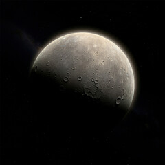 Naklejka premium realistic Mercury glowing sun view on space galaxy.