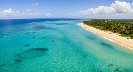 Fototapeta premium crystal clear ocean waves crashing on a sandy beach tropical paradise turquoise water