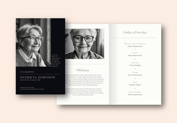 Funeral Program Template Large Photo Dark Theme