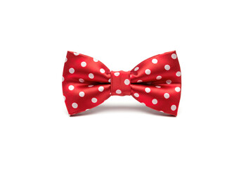 red bow tie with polka dot patterns isolated on white background