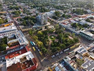 Park and architecture, aerial photo of the city