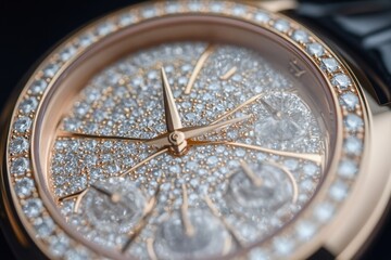 Fototapeta premium A luxurious diamond-studded watch face featuring the diamonds standard close-up shot elegant watch environment high-end fashion concept
