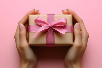 Gift Box with Pink Bow - Perfect for Valentine's Day, Birthday, Holiday Celebrations