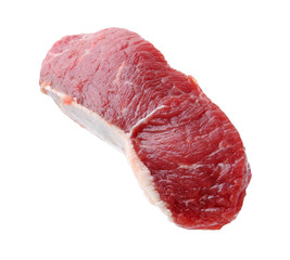 Piece of raw beef meat isolated on white