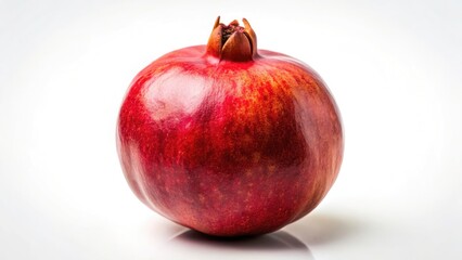 A vibrant vintage pomegranate, isolated on white, evokes retro fruit photography's charm.