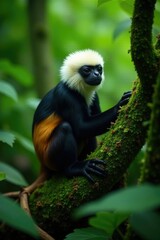 Obraz premium Habitat of white headed capuchin in its natural environment, epiphytes, forest floor, tropical rainforest