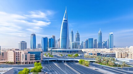 Obraz premium Riyadh Skyline: Modern Architecture and Urban Development - A vibrant cityscape showcasing modern architecture, urban planning, technological advancement, economic growth