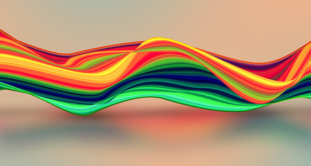 Vibrant abstract wave with fluid multicolor motion, smooth silky texture, and bright glowing reflections for modern backgrounds