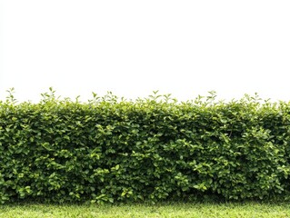 Lush Green Hedge Isolated on White Background.