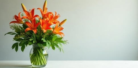 Kniphofia tritoma flowers in a vase filled with greenery, nature photography, floral arrangement, torch lily