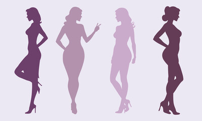 Set of Female Silhouettes in Vector. Elegant Woman Silhouette Pack for Design, Fashion, Beauty, and Feminine Concepts