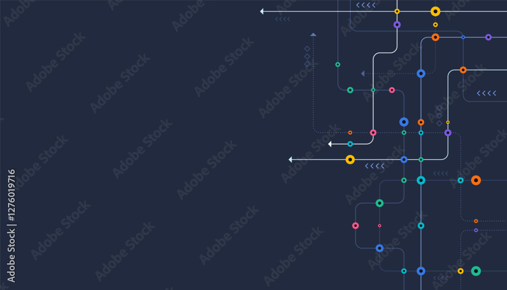 Poster circuit connect lines and dots. network technology and connection concept. decentralized network nod