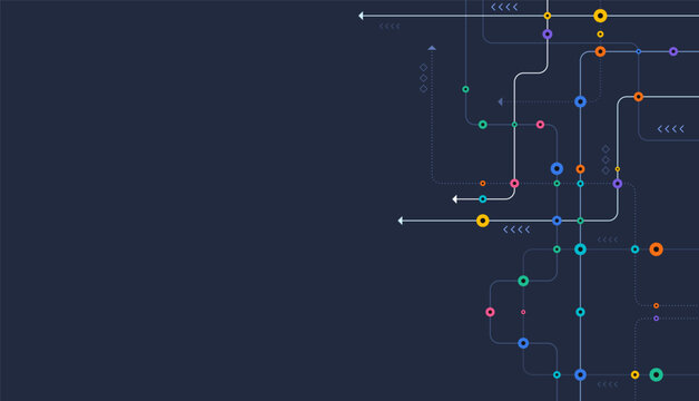 Circuit connect lines and dots. Network technology and Connection concept. Decentralized network nodes connections