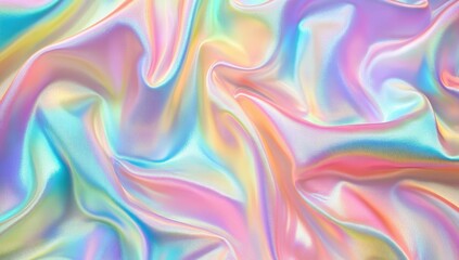 Obraz premium Iridescent fabric swirls, pastel rainbow texture, abstract background, design element