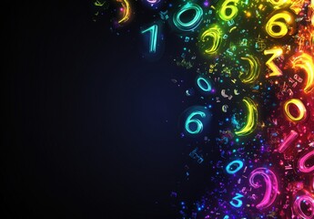 Obraz premium Brightly Colored Abstract Border of Numbers