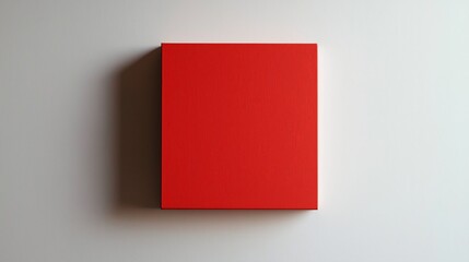 A lone red square on a pure white canvas.