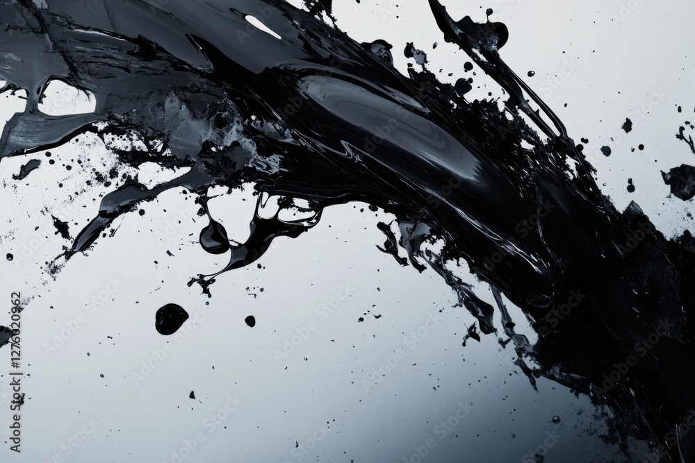 Poster artistic ink splash on a studio background creating an abstract visual effect with space for text